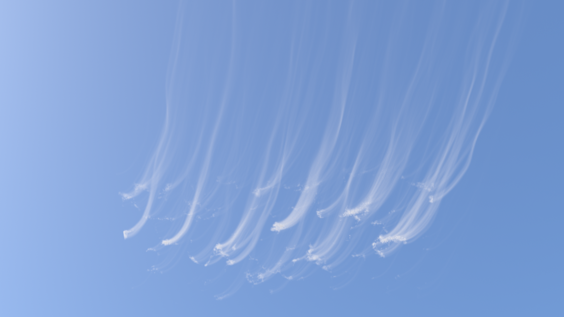 Cirrus clouds with volume trails