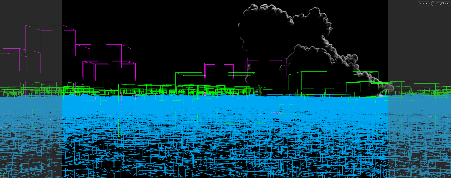 Houdini viewport of scene